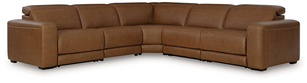 Floridian Furniture - Ashley Furniture - Magic Man Sectional - 2-Piece Power Reclining Sectional Loveseat with Console / Caramel - PCU10700S3