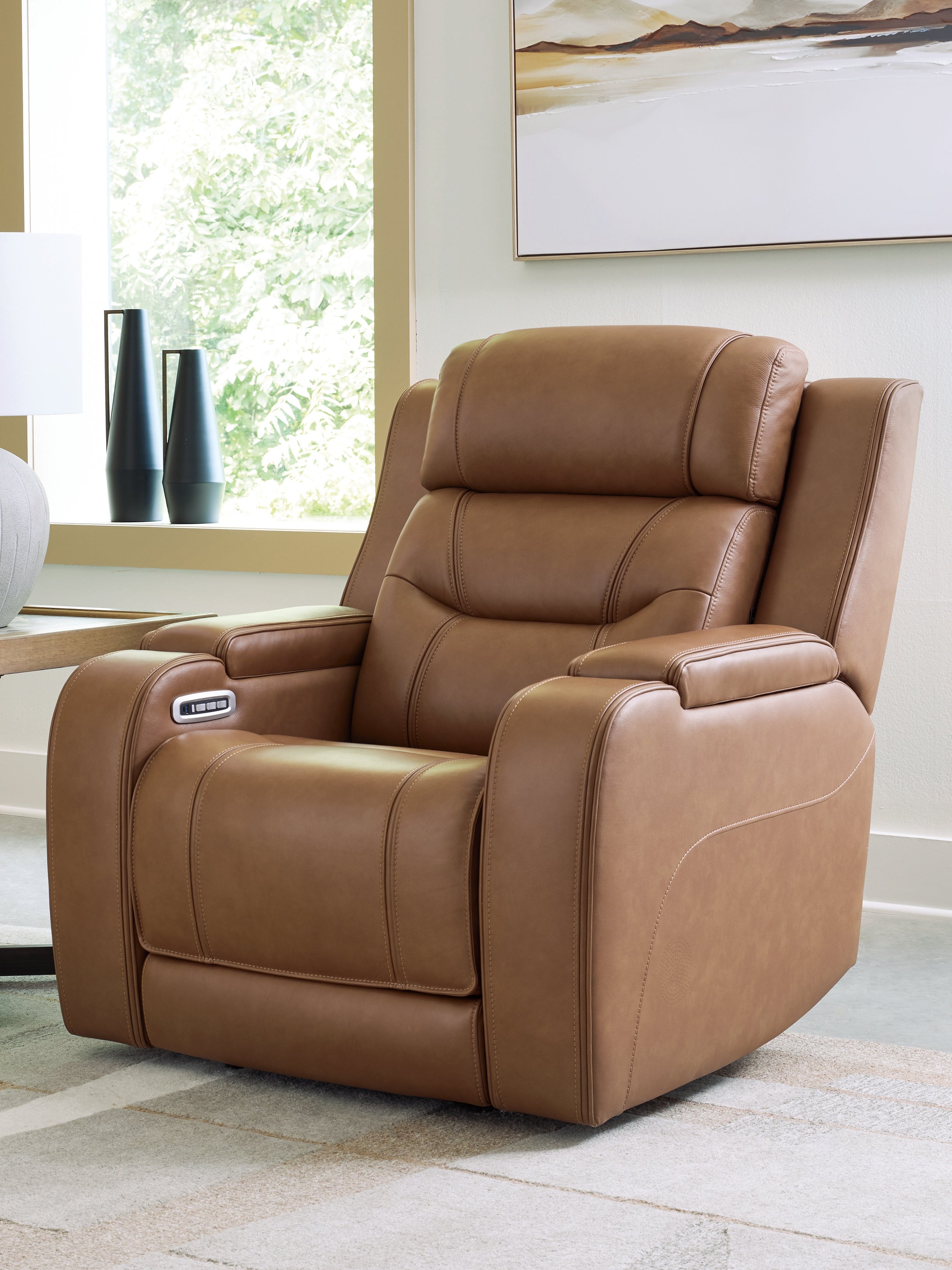 Floridian Furniture - Ashley Furniture - Knightington Living Room - Power Recliner w/Audio Seating / Caramel - PCU1160013A