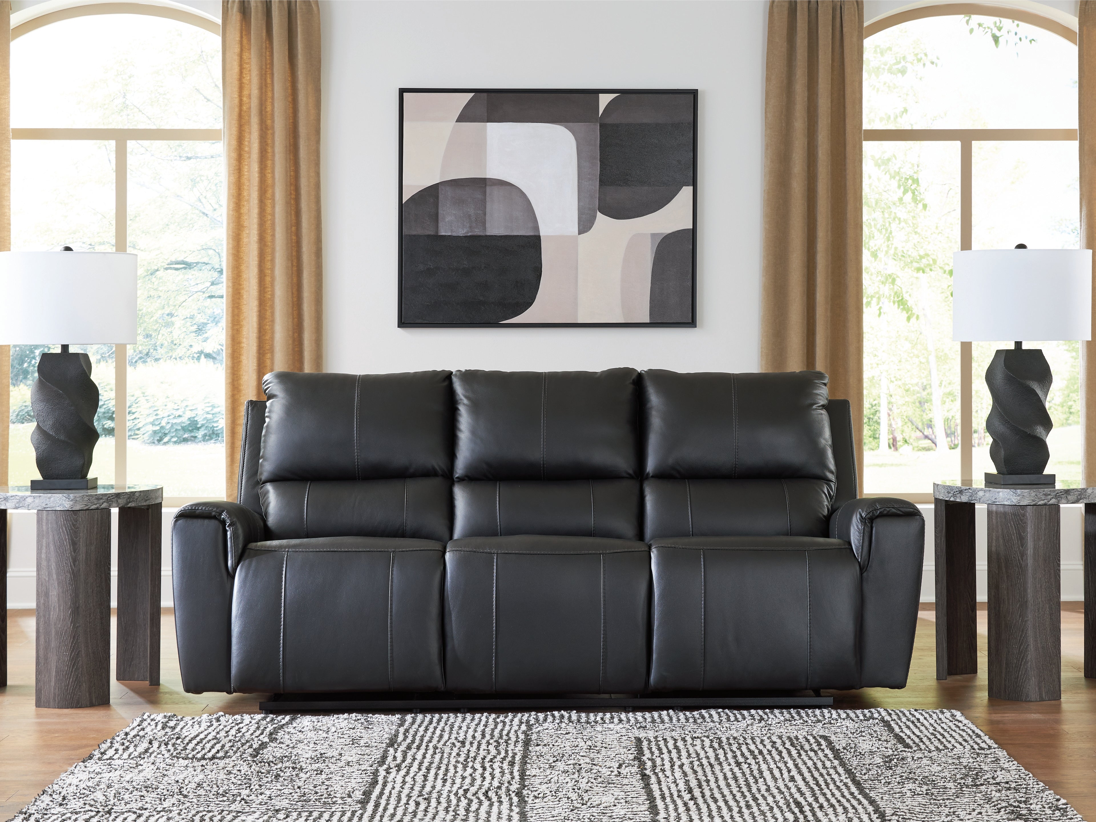Floridian Furniture - Ashley Furniture - Glossmore Living Room - Reclining Sofa / Black - PCU1170088