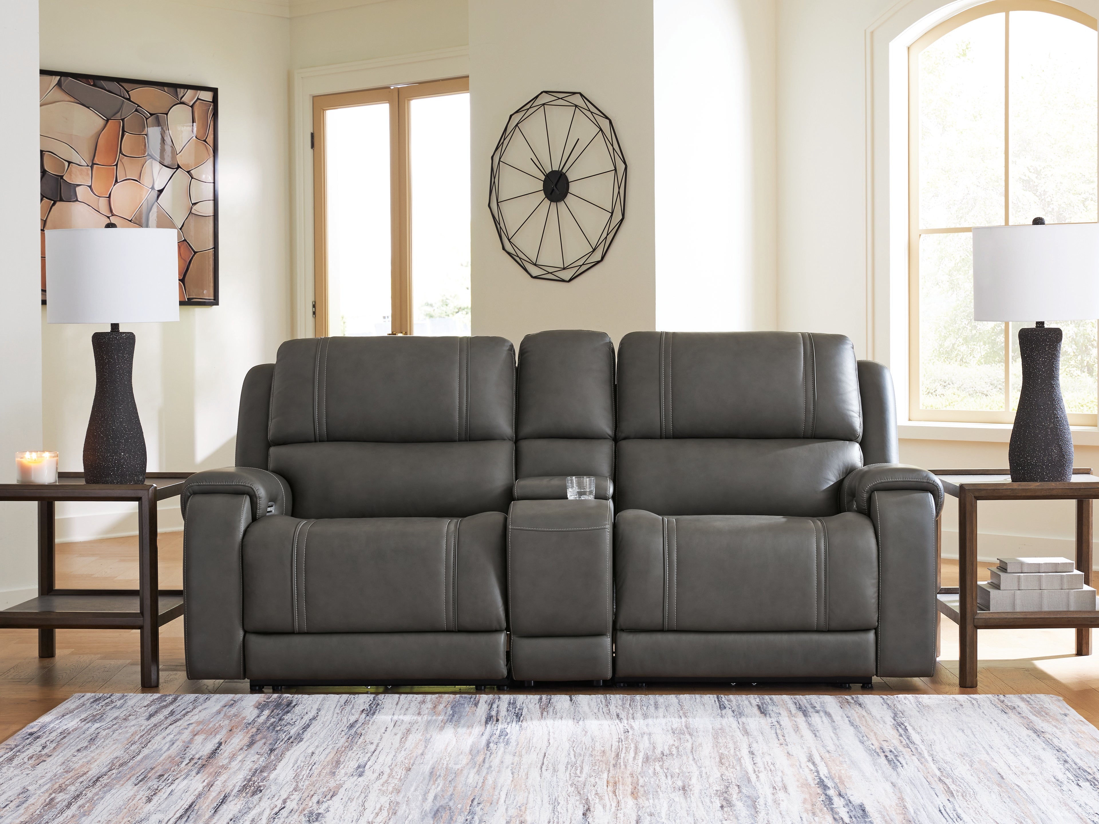Floridian Furniture - Ashley Furniture - 5Z - Pittson Sectional - 3-Piece Power Reclining Sectional Loveseat with Console - PCU12600S2