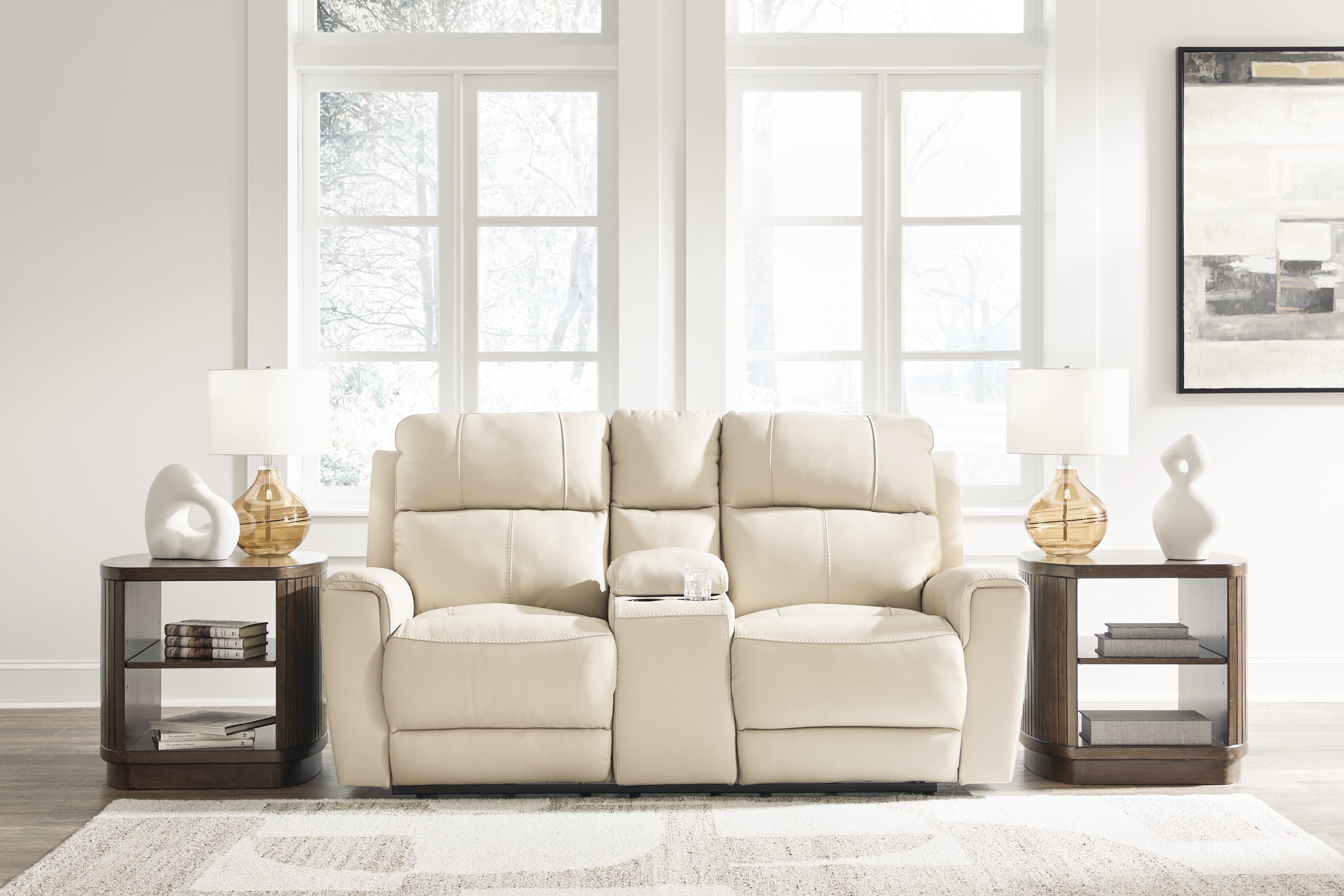 Floridian Furniture - Ashley Furniture - Dahlmoore Living Room - DBL REC PWR Loveseat w/Console / Almond - U1320096