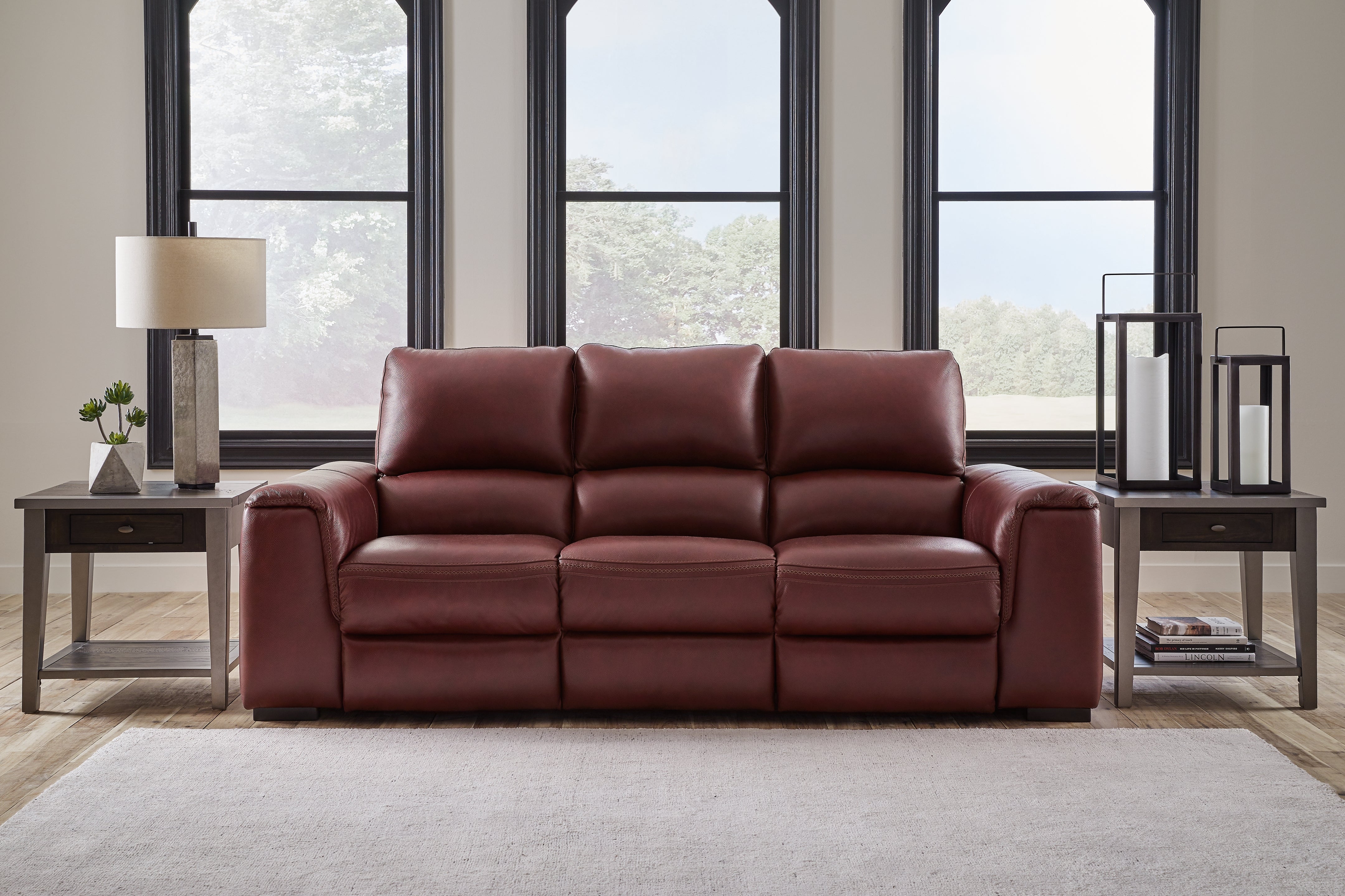 Floridian Furniture - Ashley Furniture - Alessandro Living Room - PWR REC Sofa with ADJ Headrest / Garnet - U2550115