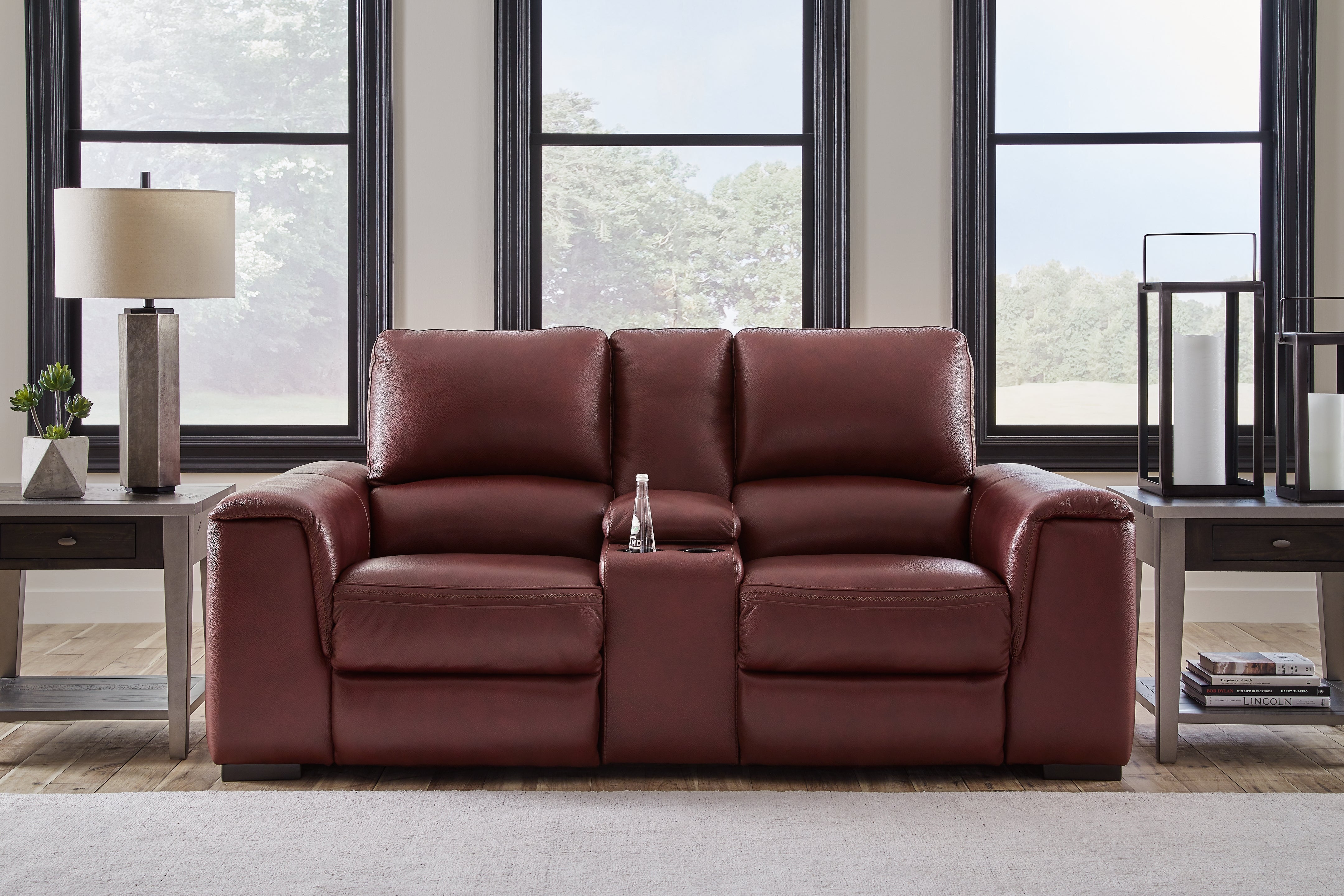 Floridian Furniture - Ashley Furniture - Alessandro Living Room - PWR REC Loveseat/CON/ADJ HDRST / Garnet - U2550118
