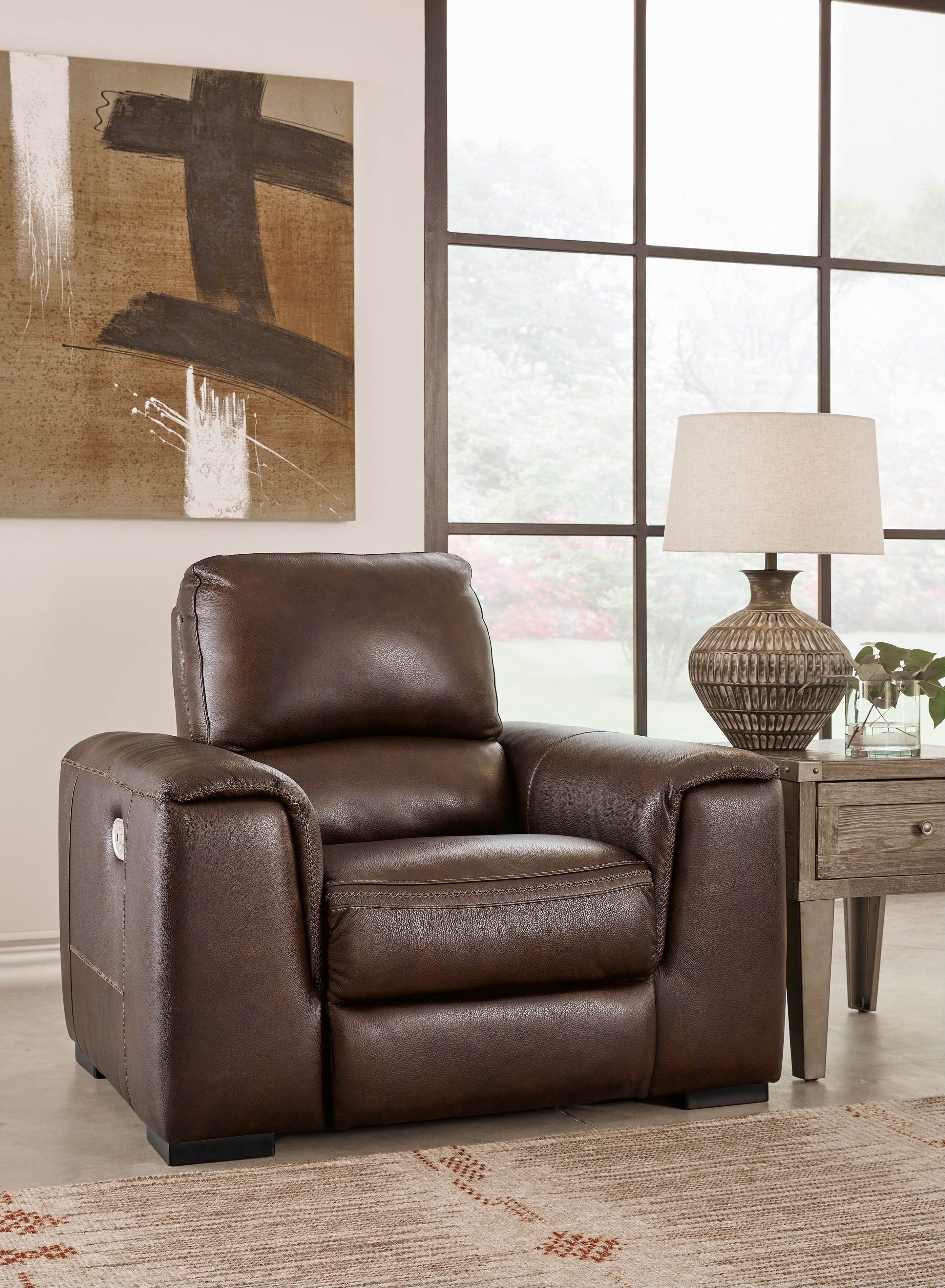 Floridian Furniture - Ashley Furniture - Alessandro Living Room - PWR Recliner/ADJ Headrest / Walnut - U2550213