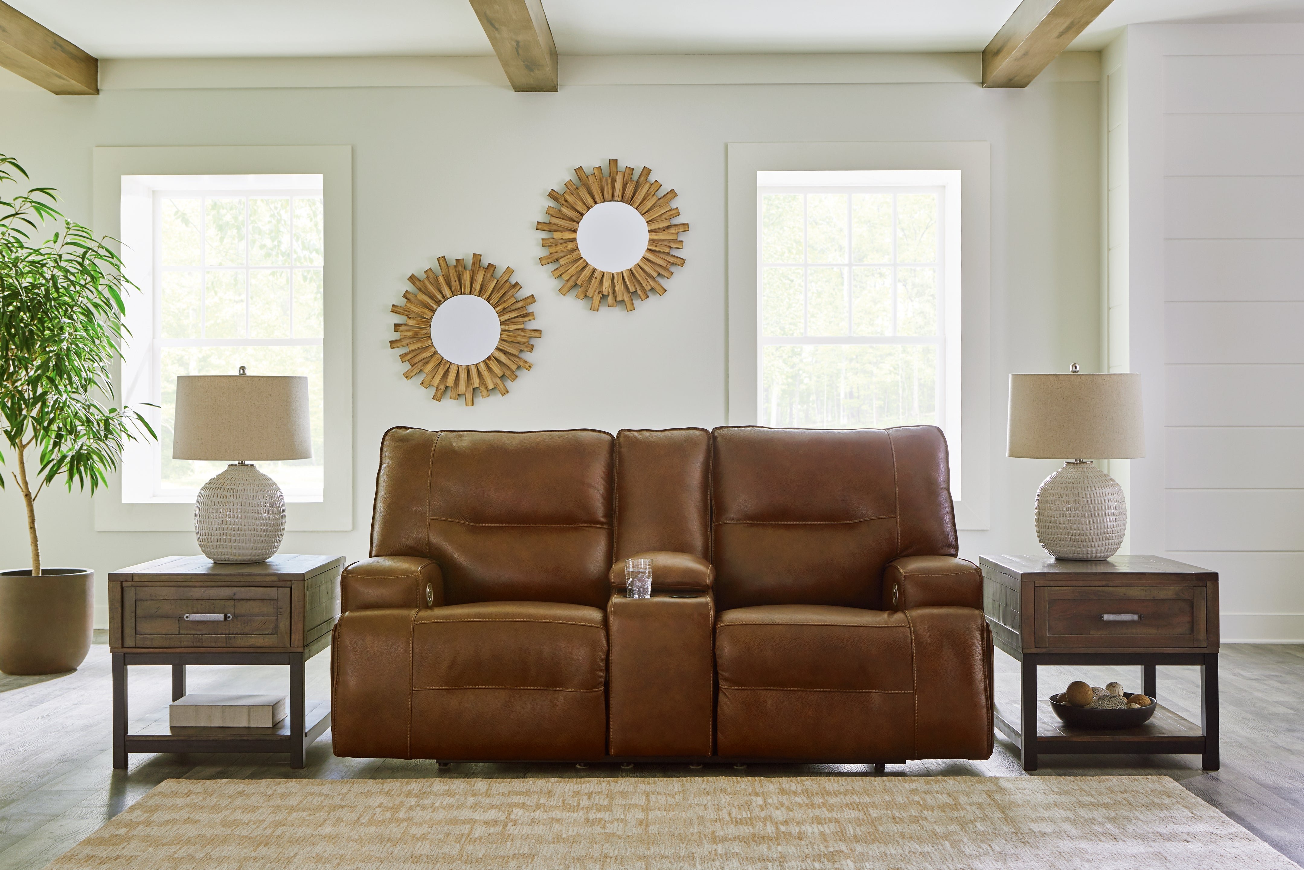 Floridian Furniture - Ashley Furniture - Francesca Living Room - PWR REC Loveseat/CON/ADJ HDRST / Auburn - U2570518