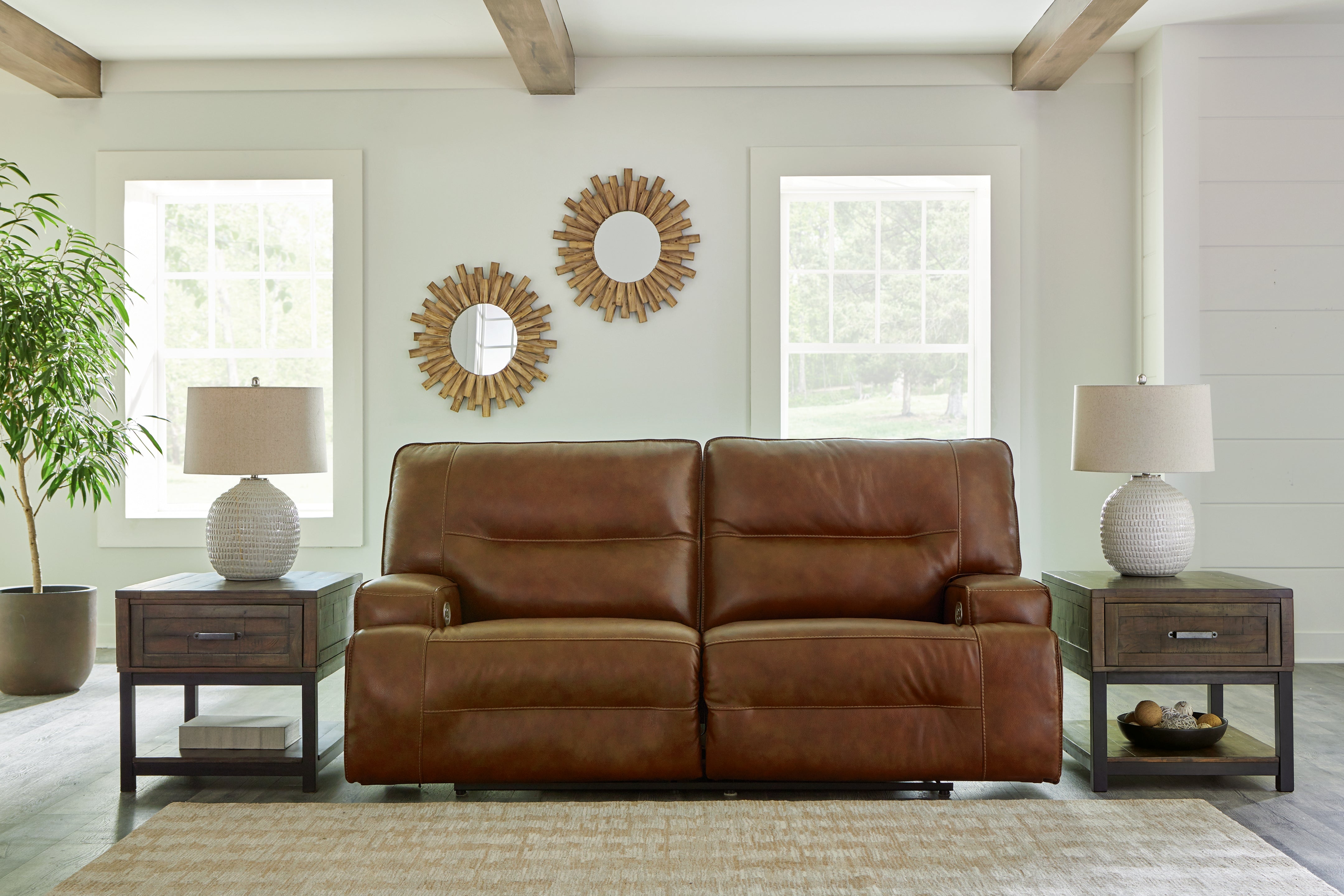 Floridian Furniture - Ashley Furniture - Francesca Living Room - 2 Seat PWR REC Sofa ADJ HDREST / Auburn - U2570547