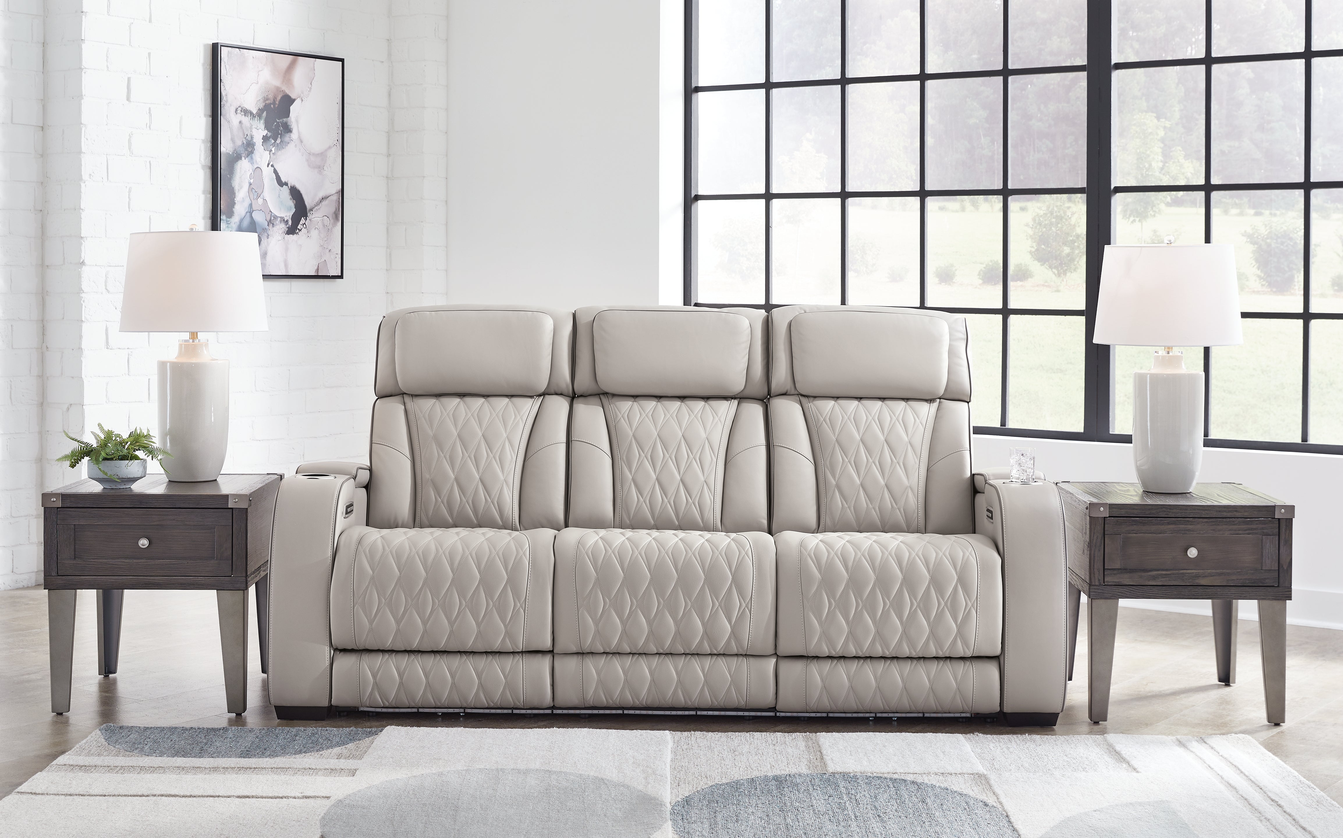 Floridian Furniture - Ashley Furniture - Boyington Living Room - PWR REC Sofa with ADJ Headrest / Gray - U2710515