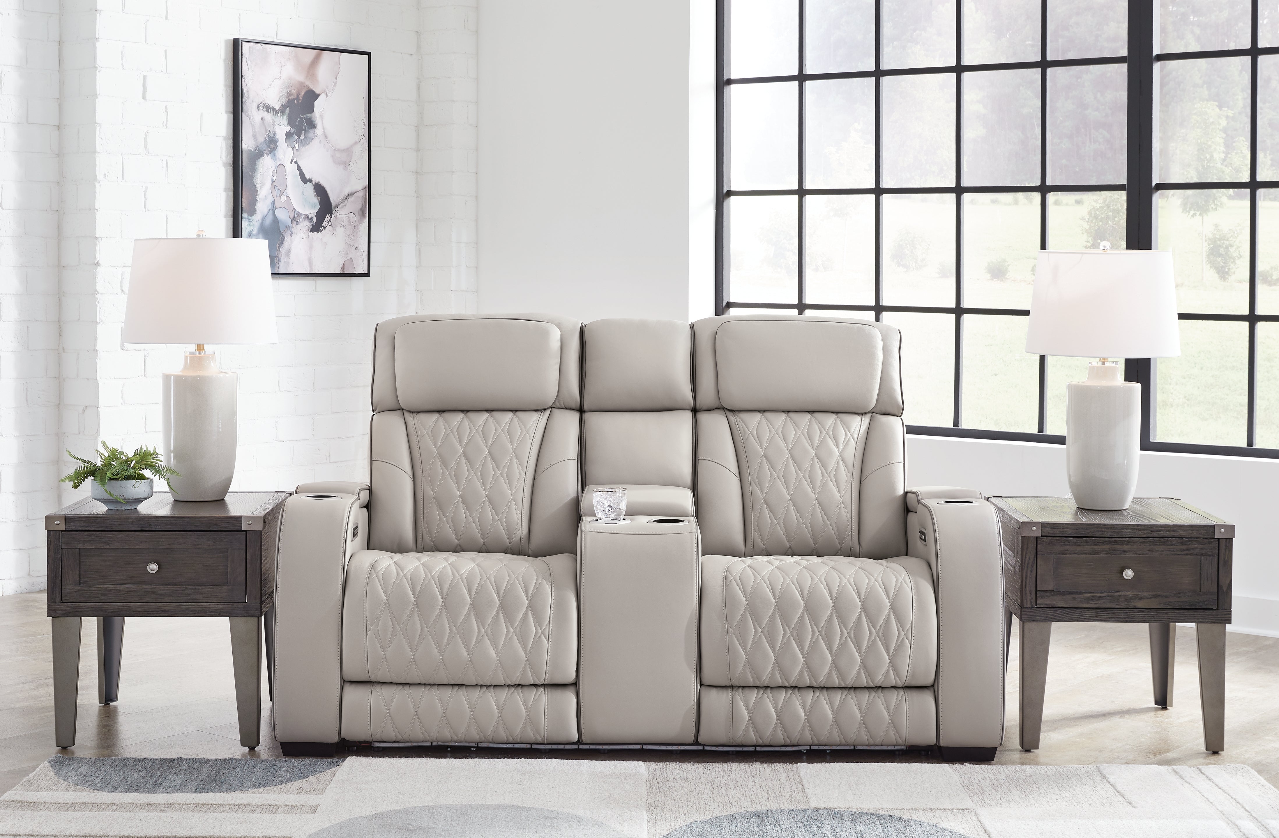 Floridian Furniture - Ashley Furniture - Boyington Living Room - PWR REC Loveseat/CON/ADJ HDRST / Gray - U2710518