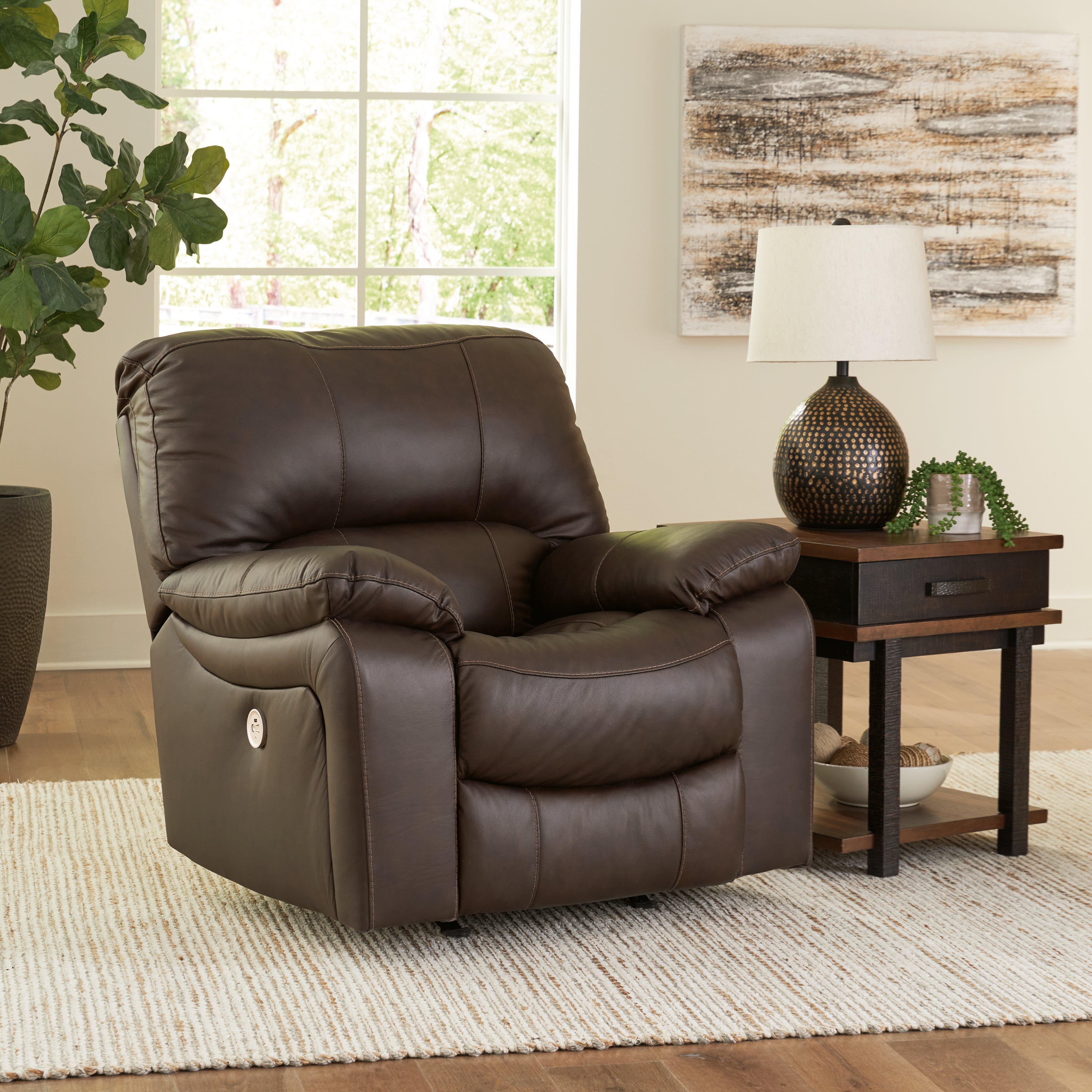 Floridian Furniture - Ashley Furniture - Leesworth Living Room - Power Rocker Recliner / Dark Brown - U4380898