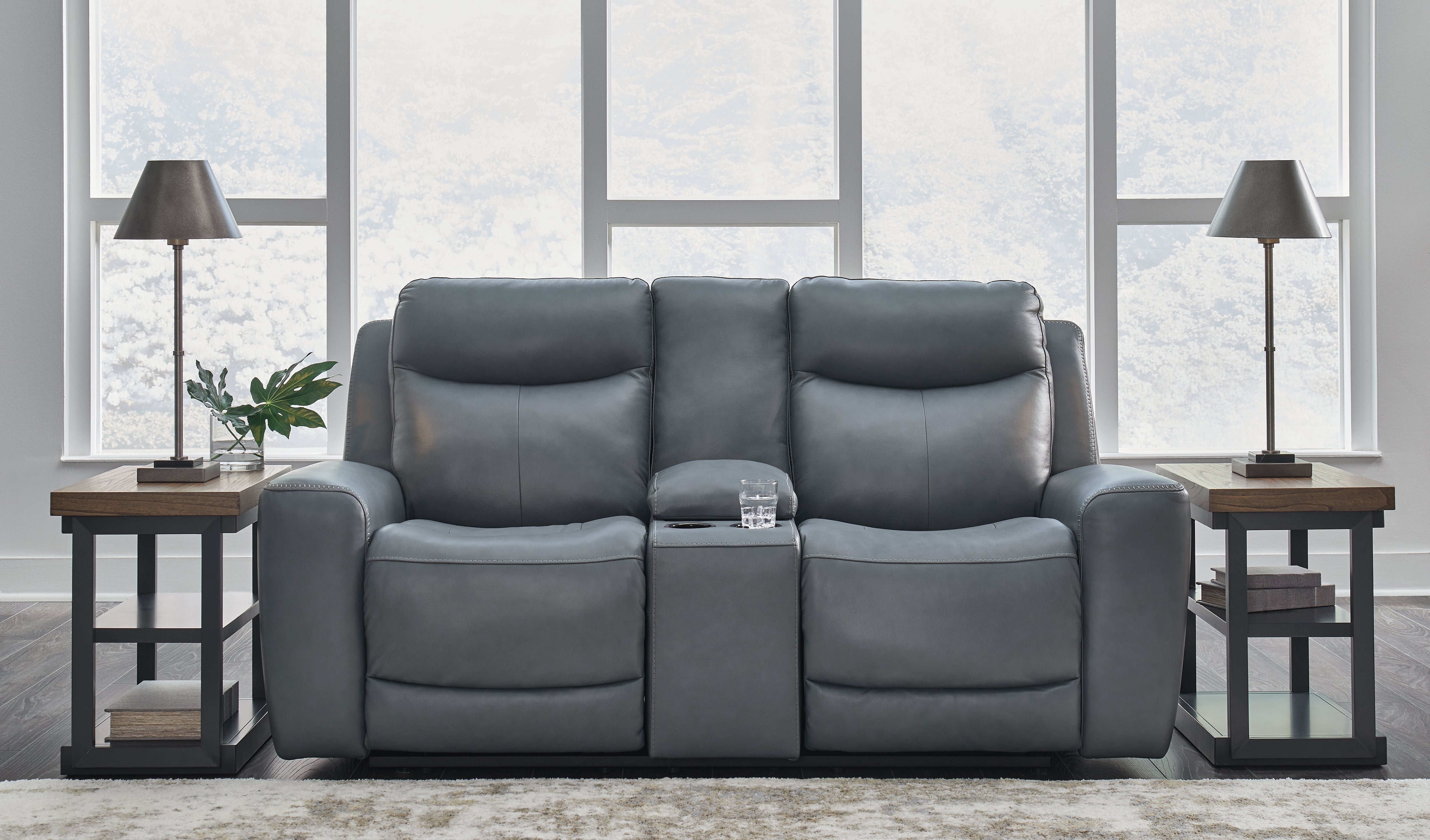 Floridian Furniture - Ashley Furniture - Mindanao Living Room - PWR REC Loveseat/CON/ADJ HDRST / Steel - U5950418