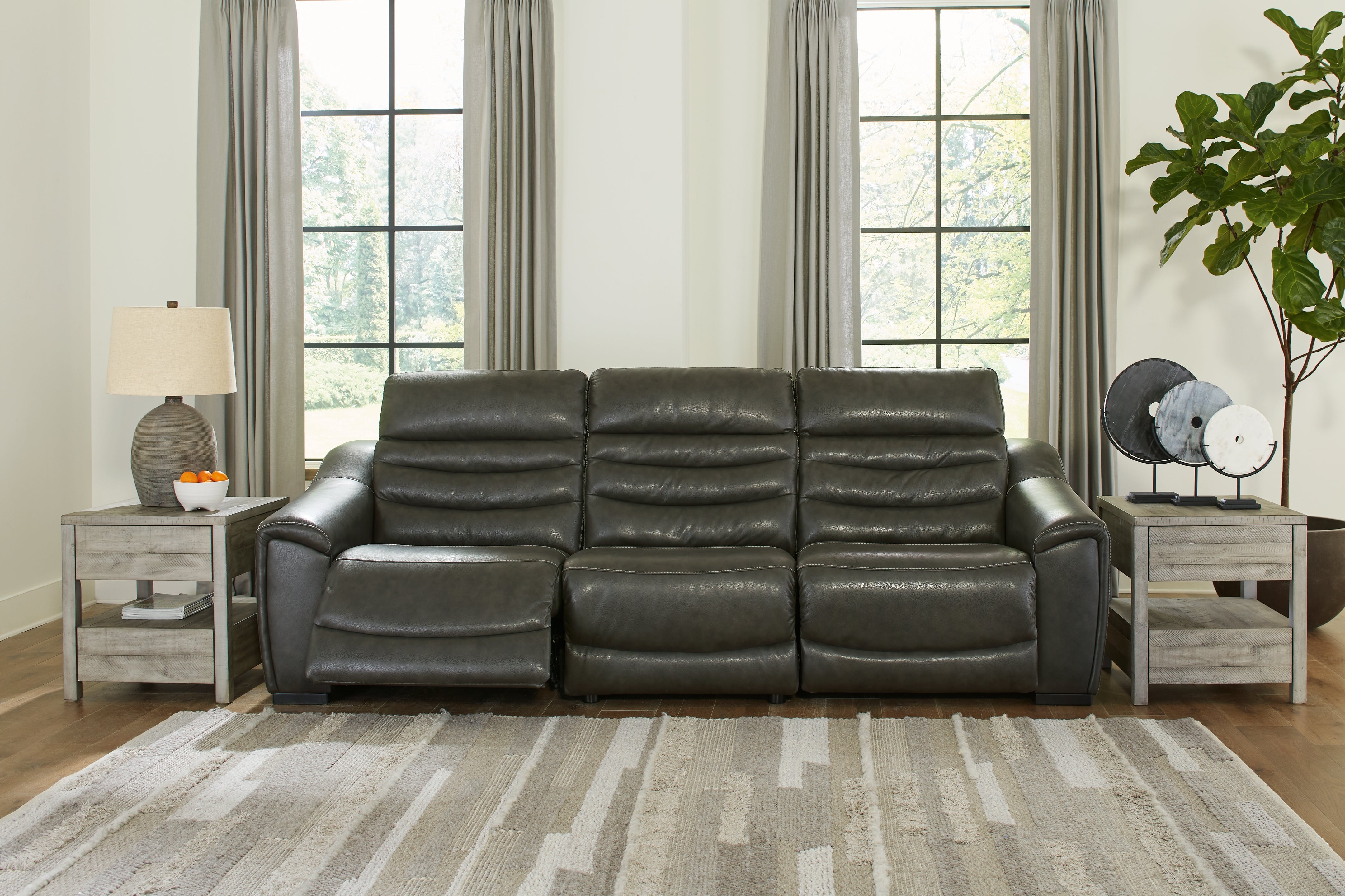 Floridian Furniture - Ashley Furniture - Center Line Sectional - 3-Piece Power Reclining Sectional Sofa / Dark Gray - U63404S5