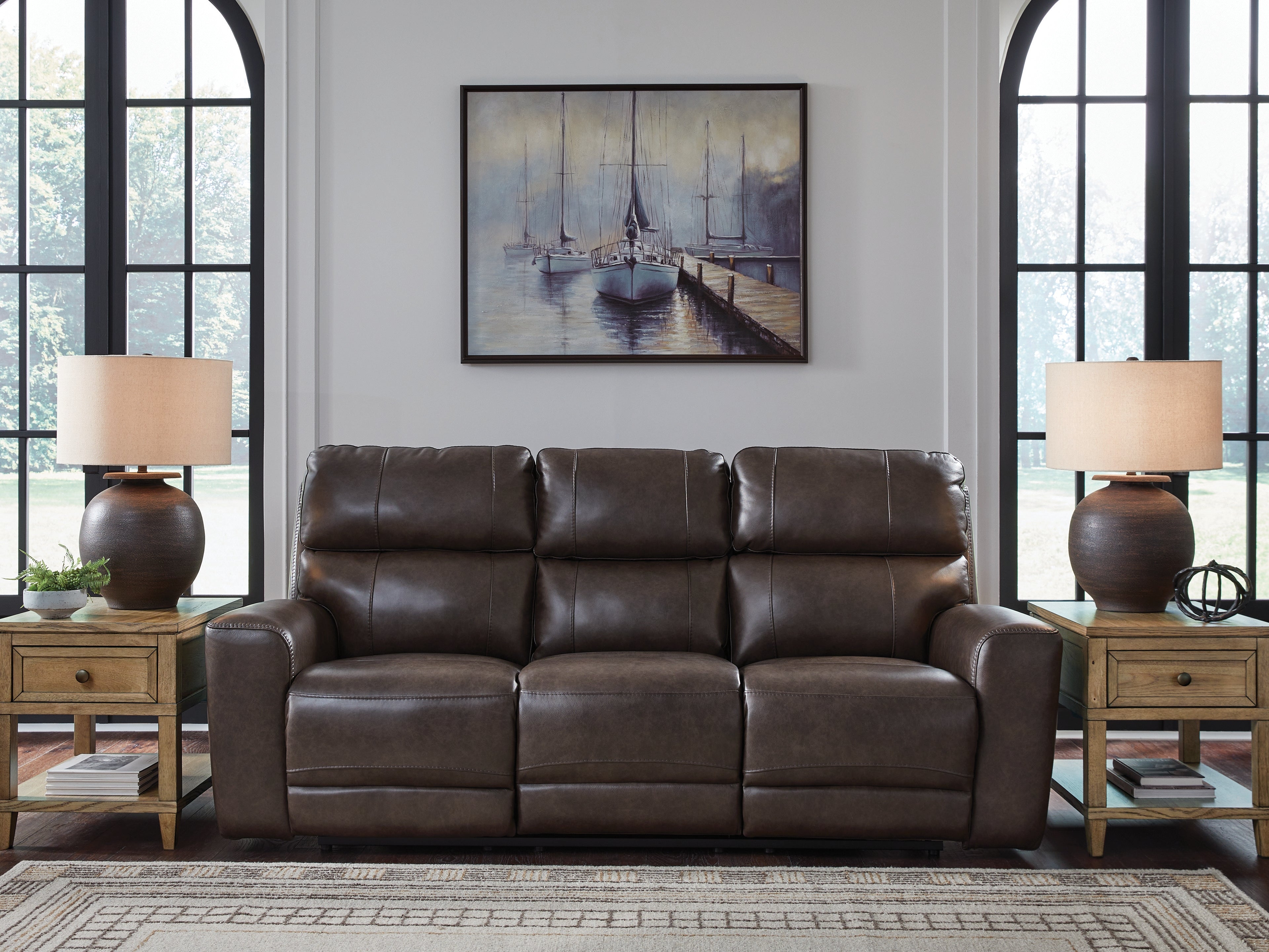 Floridian Furniture - Ashley Furniture - Crossplex Living Room - PWR REC Sofa with ADJ Headrest / Smoke - PCU6450615