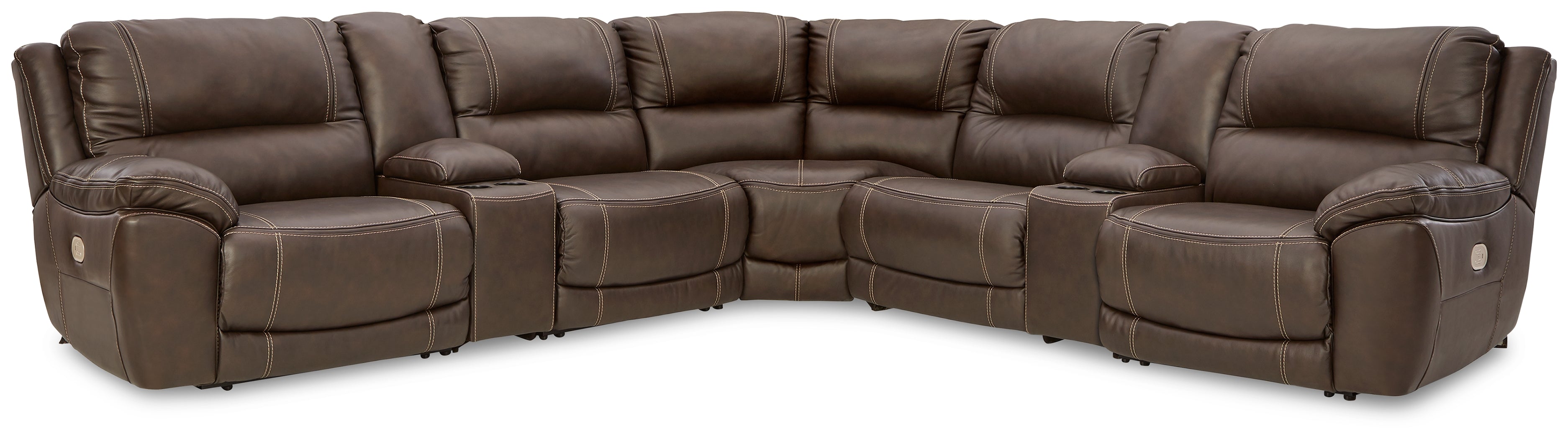 Floridian Furniture - Ashley Furniture - Dunleith Sectional - 7-Piece Power Reclining Sectional / Chocolate - U71604S7