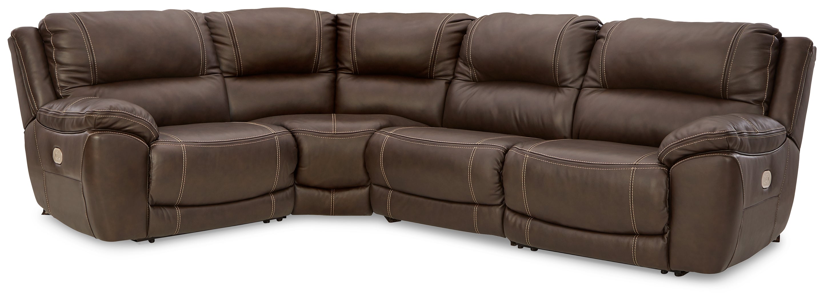 Floridian Furniture - Ashley Furniture - Dunleith Sectional - 4-Piece Power Reclining Sectional / Chocolate - U71604S6