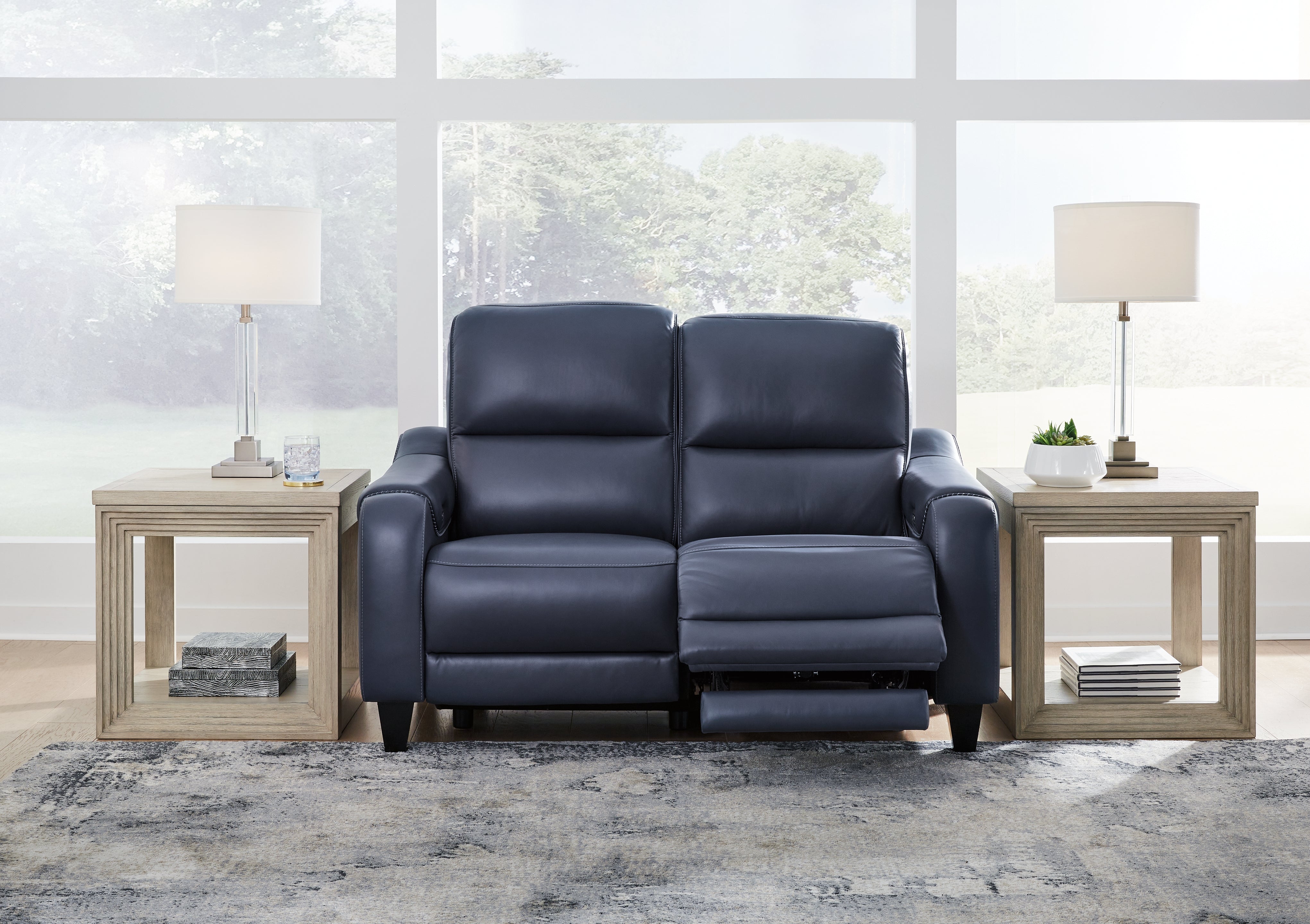 Floridian Furniture - Ashley Furniture - Mercomatic Living Room - PWR REC Loveseat/ADJ Headrest / Ocean - U7531114