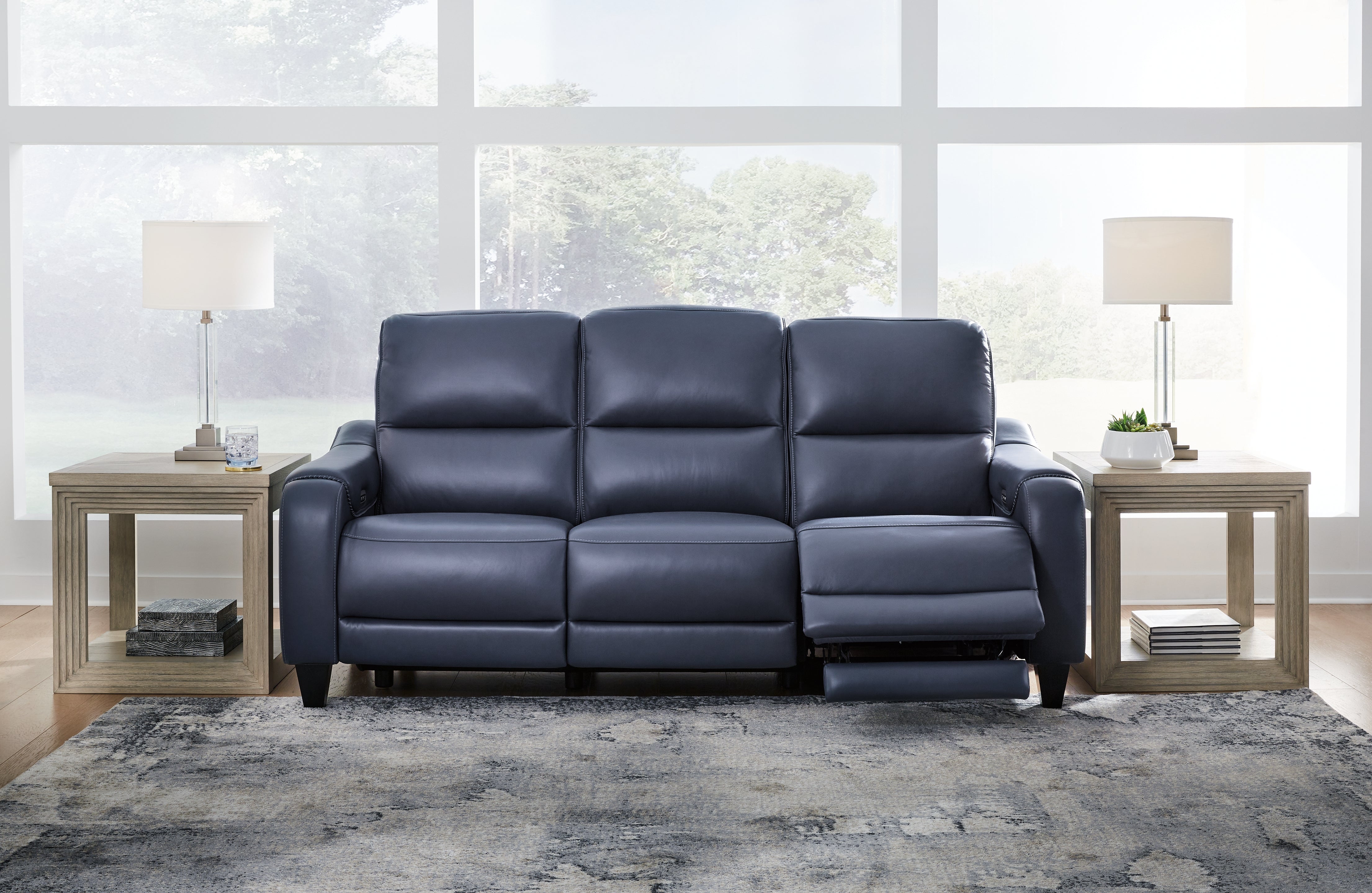 Floridian Furniture - Ashley Furniture - Mercomatic Living Room - PWR REC Sofa with ADJ Headrest / Ocean - U7531115