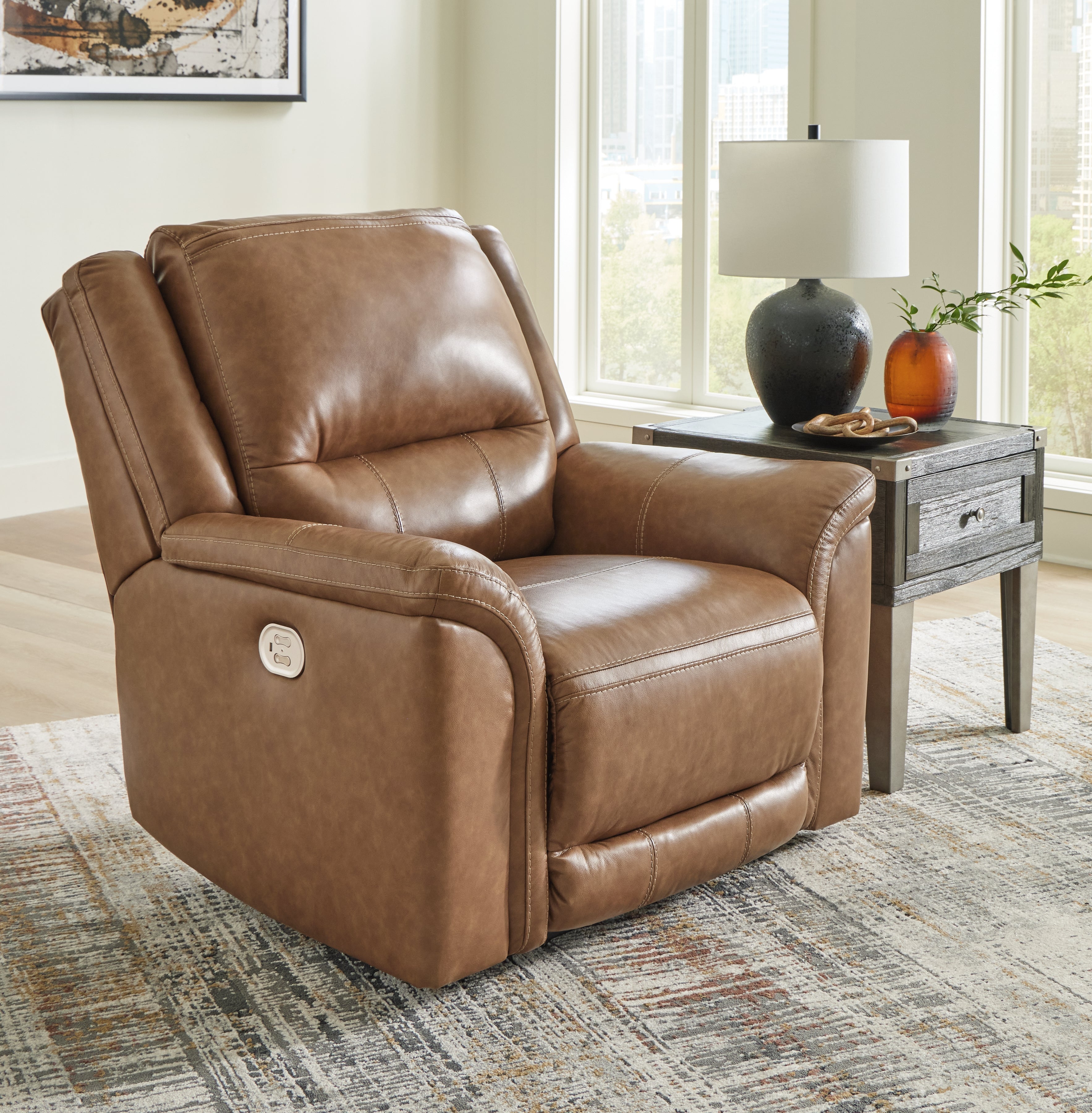 Floridian Furniture - Ashley Furniture - Trasimeno Living Room - PWR Recliner/ADJ Headrest / Caramel - U8281513