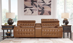 Floridian Furniture - Ashley Furniture - Temmpton Sectional - 3-Piece Power Reclining Sectional Loveseat with Console / Chocolate - U92708S2