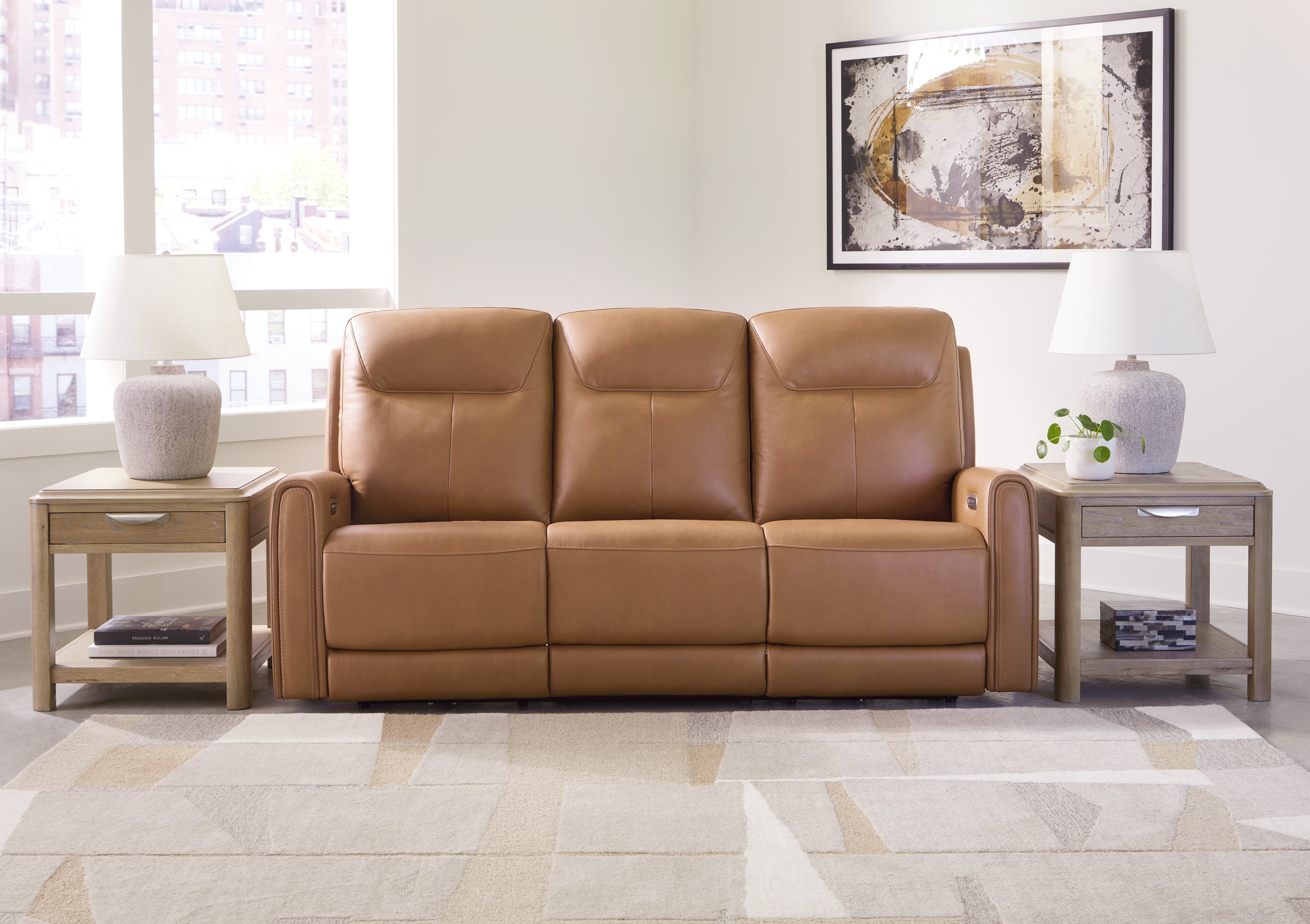 Floridian Furniture - Ashley Furniture - Tryanny Living Room - PWR REC Loveseat/ADJ Headrest / Butterscotch - U9370414