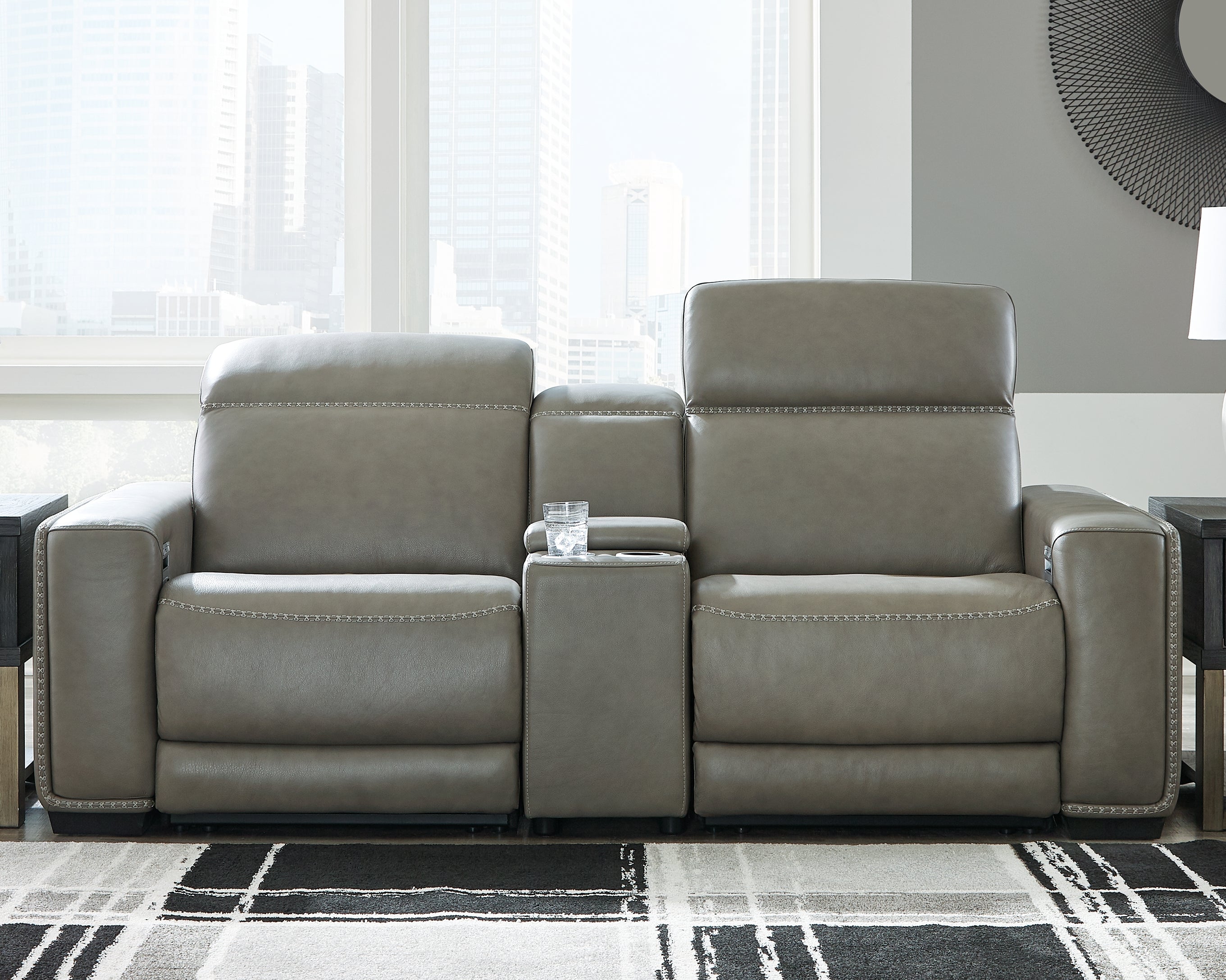 Floridian Furniture - Ashley Furniture - Correze Sectional - 3-Piece Power Reclining Sectional Loveseat / Gray - U94202S3