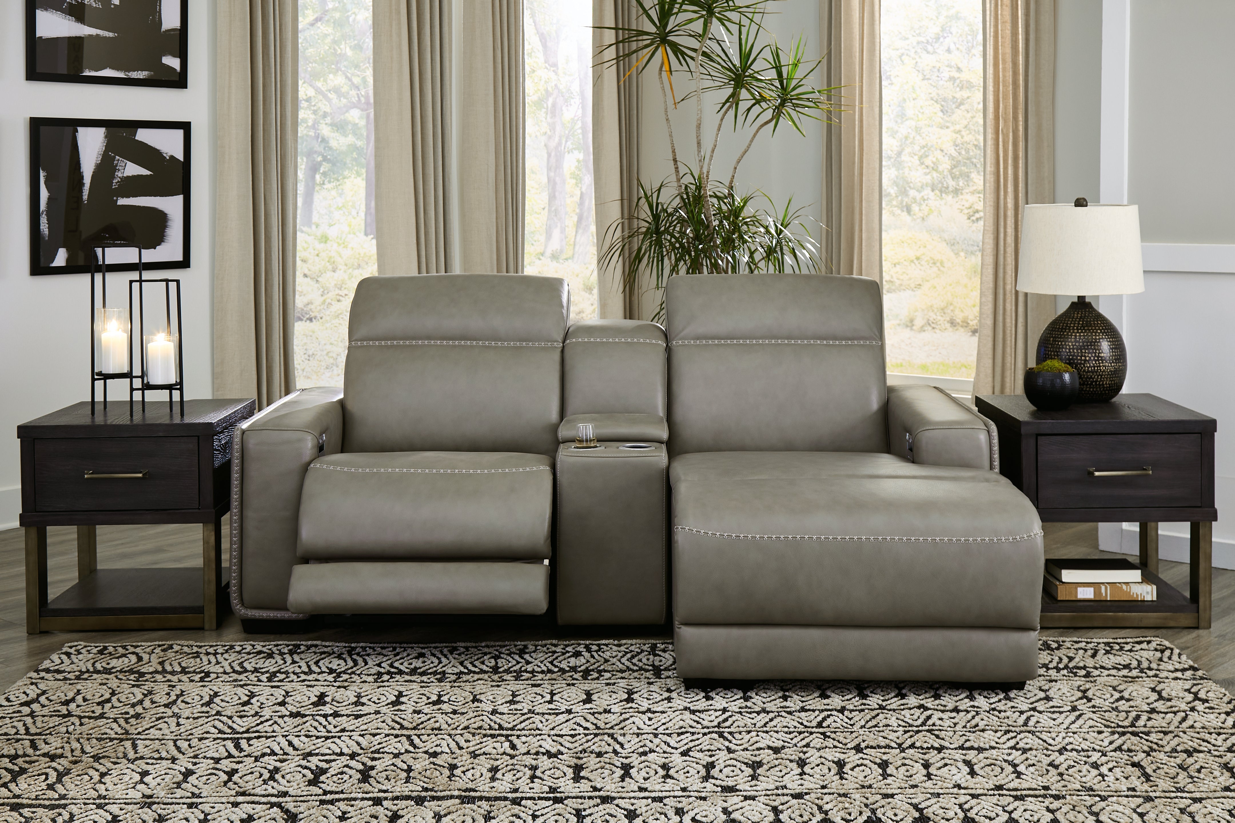 Floridian Furniture - Ashley Furniture - Correze Sectional - 3-Piece Power Reclining Sectional with Chaise / Gray - U94202S11
