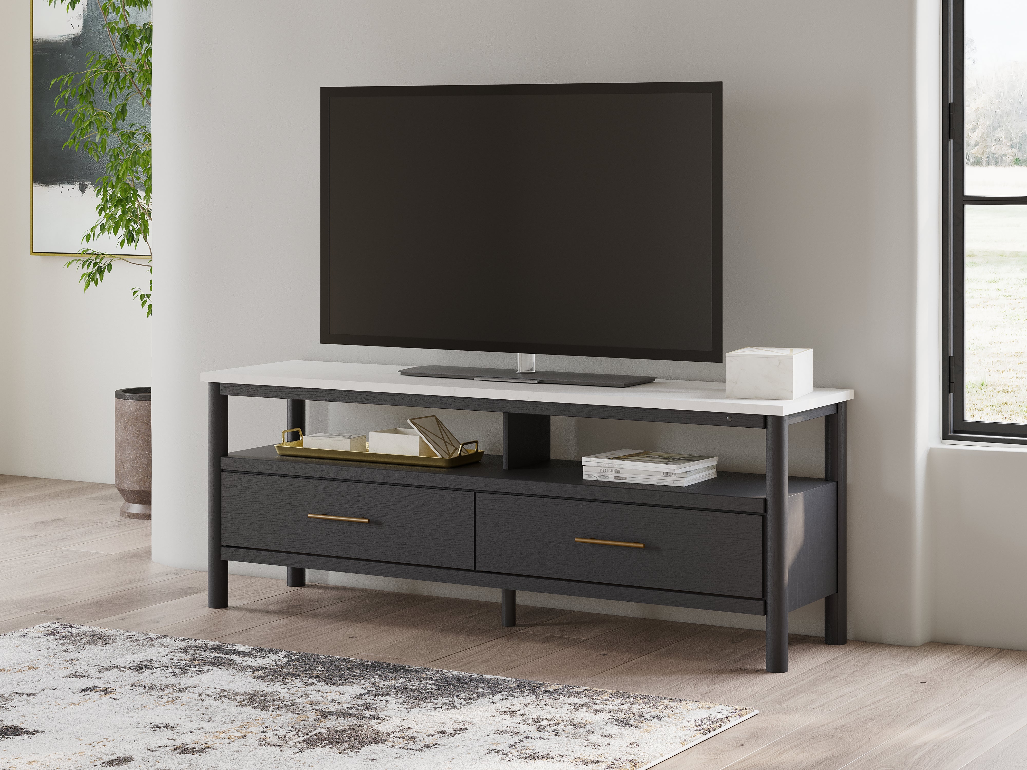 Floridian Furniture - Ashley Furniture - Cadmori TV Stand - 72" / Black/White - W2616-68