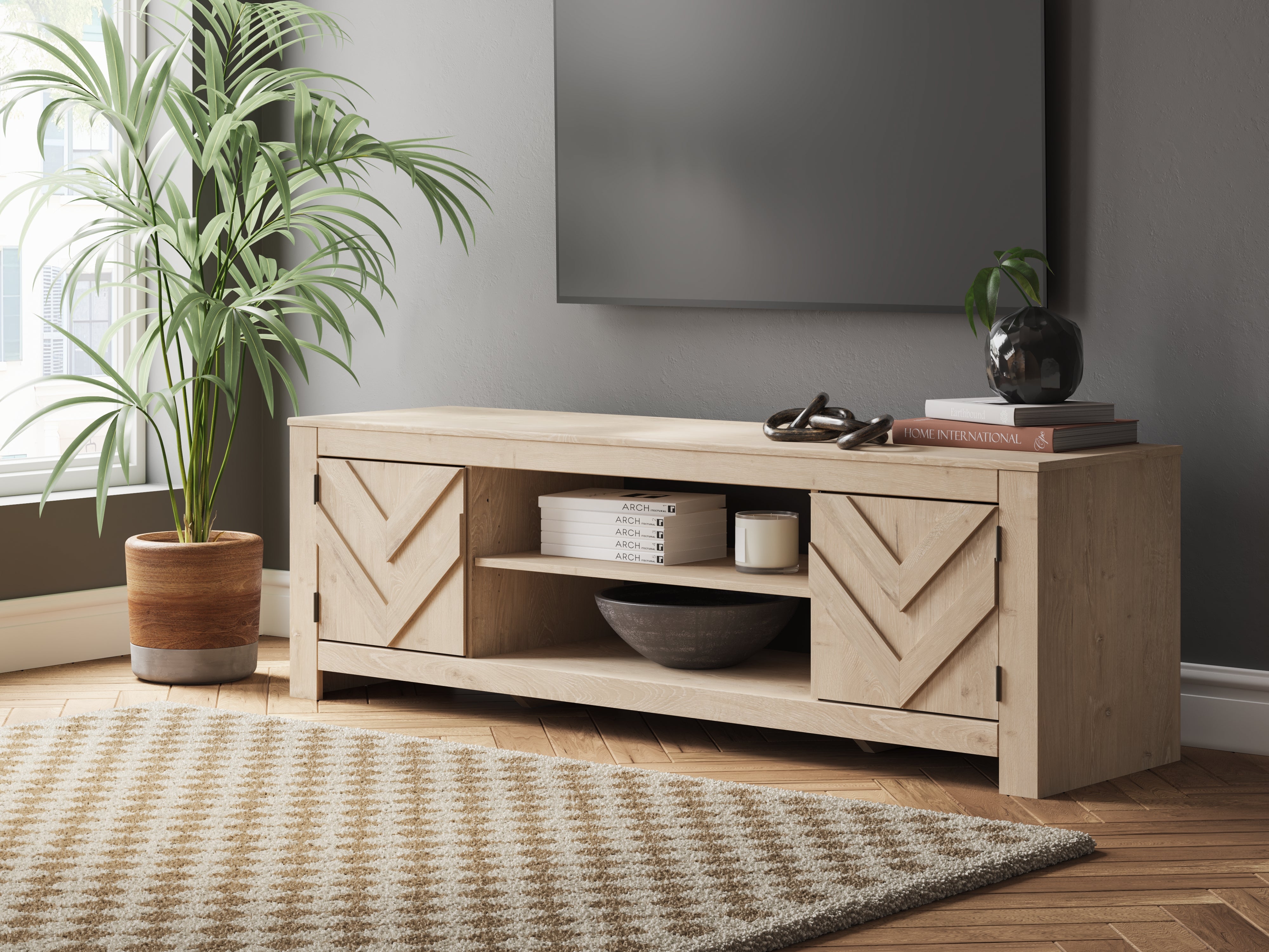 Floridian Furniture - Ashley Furniture - Cayboni TV Stand - 71" / Tan - W3787-68