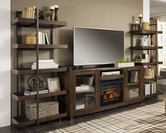 Floridian Furniture - Ashley Furniture - Starmore 3-Piece Wall Unit with Electric Fireplace - 3-Piece Wall Unit with Electric Fireplace / Brown/Gunmetal - W633W6