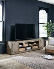 Floridian Furniture - Ashley Furniture - Krystanza 92" TV Stand - 92" / Weathered Gray - W760-78