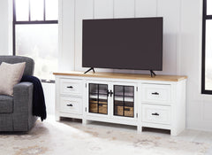 Floridian Furniture - Ashley Furniture - Ashbryn 74" TV Stand - 74" / White/Natural - W844-68